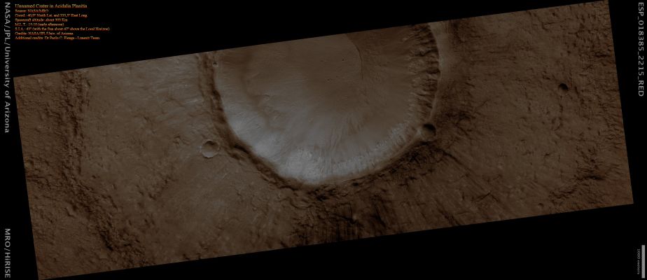 Unnamed Crater in Acidalia Planitia (Natural Colors; credits for the additional process. and color.: Dr Paolo C. Fienga - Lunexit Team)
nessun commento
Parole chiave: Mars from orbit - Craters - Unnamed Crater - Acidalia Planitia Region