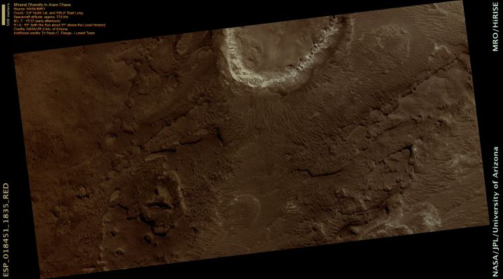 Mineral Diversity in Aram Chaos (Natural Colors; credits for the additonal process. and color.: Dr Paolo C. Fienga - Lunexit Team)
nessun commento
Parole chiave: Mars from orbit - Aram Chaos