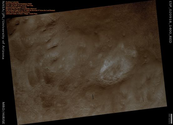 Outcrops in the Southern Latitudes (Natural Colors; credits for the additional process. and color.: Dr Paolo C. Fienga - Lunexit Team)
nessun commento
Parole chiave: Mars from orbit - Outcrops