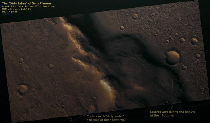 The "Dirty Lakes" of Solis Planum (Enhanced Absolute Natural Colors; credits for the additional process. and color.: Dr Paolo C. Fienga - Lunexit Team)
nessun commento
Parole chiave: Mars from orbit - Solis Planum Region